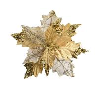 Beautiful Glitter Flower Decoration for Christmas Trees and Holiday Settings (Gold)