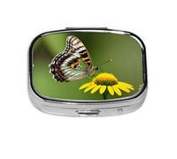 Beautiful Glowing Butterfly 1 Print Square Metal Pill Box Decorative Pill Case - Carry Your Meds in Style (Rectangular)