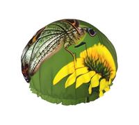 Beautiful glowing butterfly 1 Printed Reusable Bathing Cap, Dual Layer Hair Cover For Long Thick Hair, 10.6in Headgear