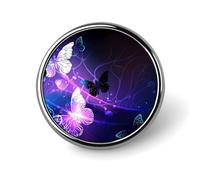Beautiful Glowing Butterfly Badge,Comfort Light in Weight Round Emblem Cute Funny Decor Brooch Smooth Does Not Fade Badges for Hats Jackets Coat Shirt