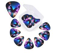 Beautiful glowing butterfly Guitar Picks 12 Pack Personalized Plectrums with Organizer Storage Box, Colorful Celluloid Guitar Plectrum Includes Thin, Medium, Heavy Picks for Acoustic Guitar Bass Picks