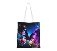Beautiful Glowing Butterfly Tote Bag For Women,Canvas Shoulder Bags With Pockets Shopping Bag Cute Reusable Grocery Bags