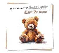 Beautiful Goddaughter Happy Birthday Card - Teddy Bear Design - To An Incredible Goddaughter