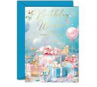 Beautiful Gold Birthday Cards for Cousin - Fantastic Golden Presents - Elegant Traditional Pretty Birthday Card for Cousin from Family Relative, A5 Gorgeous Greeting Cards Gift