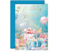 Beautiful Gold Birthday Cards for Grandad - Fantastic Golden Presents - Elegant Traditional Pretty Birthday Card for Grandad from Granddaughter Grandson, A5 Gorgeous Greeting Cards Gift