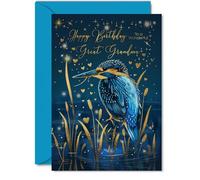 Beautiful Gold Birthday Cards for Great Grandma - Wonderful Golden Kingfisher - Pretty Traditional Elegant Birthday Card for Grandma from Great Grandchild, A5 Gran Gorgeous Greeting Cards Gift