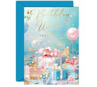 Beautiful Gold Birthday Cards for Step-Daughter - Fantastic Golden Presents - Elegant Traditional Pretty Birthday Card for Step Daughter from Step Mum Dad, A5 Gorgeous Greeting Cards Gift