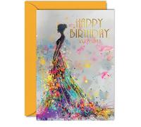 Beautiful Gold Birthday Cards for Women Her - Elegant Girl - Elegant Traditional Pretty Birthday Card for Mum Daughter Grandma Auntie Granddaughter, A5 Gorgeous Greeting Cards Gift