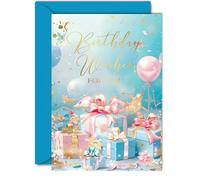 Beautiful Gold Birthday Cards for Women Men - Fantastic Golden Presents - Elegant Traditional Pretty Birthday Card for Her Him Family Friend Colleague, A5 Gorgeous Greeting Cards Gift