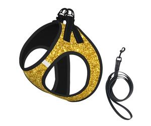 Beautiful Gold Bling Glitter Sparkles Pattern Small Pet Towing Vest, Adjustable Straps, Easy to Walk, Soft and Breathable Straps, Suitable for Small Dogs and Cats, Etc