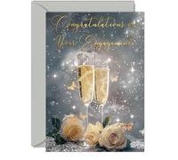 Beautiful Gold Engagement Cards for Couples, Golden Champagne