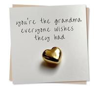 Beautiful Gold Heart Birthday Card for Grandma - You're The Grandma Everyone Wishes They Had - Card for Grandmother - Made in UK
