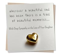 Beautiful Gold Heart Sympathy or Condolences Card - Special Card for The Loss of Daughter - Sincere and Heartfelt Condolence Wishes - Made in UK