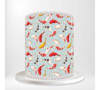Beautiful Gold Orange White Red Japanese Koi Carp Fish Wrap Around Print A4 Edible Paper Icing Sheet Cake Topper Side Ribbon Border Decor for Personalised Themed Decorations