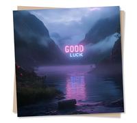 Beautiful Good Luck Card for a Loved One - Light, Glowing - Nature, Mountains - Well Wishes - Exam, Travel, Adventure - for a Special Someone, Partner, Relative, Friend, Bestie, Other