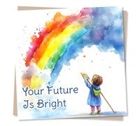 Beautiful Good Luck Card For a Special Person - Rainbow, Colourful - Your Future Is Bright - University, Travel, Job - For a Loved One, Child, Grandchild, Kid, Daughter, Son