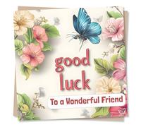 Beautiful Good Luck Card For a Wonderful Friend - Butterflies, Flowers, Nature - Beauty, Delicate - For a Friend, Bestie, Woman, Women