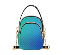 Beautiful Gradient Turquoise Blue Color Women Shoulder Purses Cute Chain Wallet Cell Phone Purse Quilted Zipper Satchel Crossbody Tote