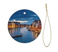 Beautiful Grand Canal Landscape Full Double-Sided Printed Diameter 7.3cm Holiday Party Decoration Halloween And Christmas Ceramic Circular Pendant