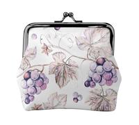 Beautiful Grape Leaves Women's Leather Kiss-Lock Coin Purse,Double-Sided Full Print Pattern,Ultra-Fine Fiber Leather,Small Clutch Wallet for Cash,Cards,Coins