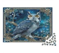 Beautiful Great Horned Owl in Deciduous Forest Rätsel Für Erwachsene || Familienspaß-Puzzles 1000pcs (75x50cm) Erwachsene