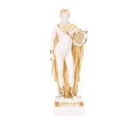 BEAUTIFUL GREEK STATUES Apollo God Of Music Poetry Art Gold Tone Alabaster Statue Sculpture 6.4 Inches