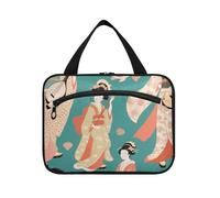 Beautiful Green Japanese Goliki Hanging Makeup Bag Large Travel with Hook, Designer Collapsible Shaving kit Bags for Men for Travelers Trip cartera para maquillaje L