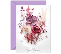 Beautiful Greeting Card for Women - Bouquet Pressed Flowers - Gorgeous Birthday Card for Friend Family Colleague Daughter Mum Sister Nan Grandma Cousin, A5 Greeting Cards Gift