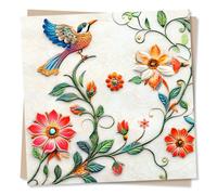 Beautiful Greetings Card for All Occasions for a Loved One and Bird Lover - Painting, Flowers - For a Friend, Colleague, Relative