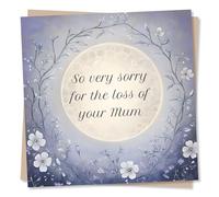 Beautiful Grief or Sympathy Card For Loss of A Loved One - Full Moon, Dusk - So Very Sorry For The Loss Of Your Mum - For Relative, Best Friend, Colleague