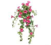 Beautiful Hanging Morning Glory Flower Vine Artificial Silk Floral Arrangement for Gardens, Weddings, and Home Spaces (Rose Red)