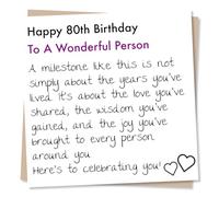 Beautiful Happy 80th Birthday Card For a Loved One - Eightieth - To a Wonderful Person - Milestone - Love & Wisdom You Shared - Eighty and Incredible - Balloons - For a Special Someone, Friendship