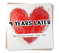 Beautiful Happy 9th Year Anniversary Card For a Wonderful Partner - Still The Best Decision I Ever Made - Heart, Heartfelt - 9, Nine, Ninth - For Your Partner, Sweetheart, Darling, Loved One