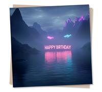 Beautiful Happy Birthday Card For a Loved One - Light, Glowing - Nature, Mountains - Well Wishes - For a Special Someone, Partner, Relative, Friend, Bestie, Other