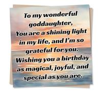 Beautiful Happy Birthday Card For Goddaughter - Sunset, Nature - You Are A Shining Light - From Godmother, Godfather