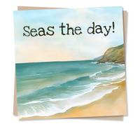 Beautiful Happy Birthday Card For Loved One - Cornwall, Waves, Beach, Surfing Lover, Sea - Seas The Day! - For Son, Daughter, Grandson, Granddaughter, Best Friend, Bestie, Relative, Sister, Brother