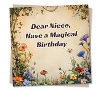 Beautiful Happy Birthday Card For Niece - Simple, Wild Flowers, Nature Lover - Magical - For Relative
