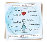Beautiful Happy Birthday Card for Special Daughter - Loved One - Every Nice Word I Can Think Of - Caring, Beautiful, Brave