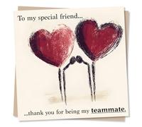 Beautiful Happy Birthday Card for Special Friend - Heartfelt, Two Hearts, Holding Hands - To My Teammate - Love For Bestie, Friendship