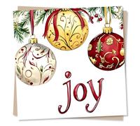 Beautiful Happy Christmas Joy Card For a Loved One - Baubles, Celebrations, Seasonal - Peace, Heartfelt - For a Special Someone, Family, Friend, Partner
