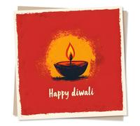 Beautiful Happy Diwali Print Card For a Loved One, Friend, Relative, Colleague - Diwa, Candle - Festival of Light
