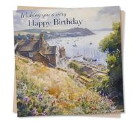 Beautiful Harbour Scene Birthday Card - Wishing You A Very Happy Birthday - for Him, for Her, Men, Boat Lovers - Blank Inside