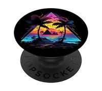 Beautiful Hawaii in Neon Colors with Palm Trees PopSockets Swappable PopGrip
