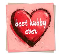 Beautiful Heart Husband Birthday Card, Anniversary Card or Valentine's Day Card For Husband From From - Best Hubby Ever - Red & Pink Love Heart