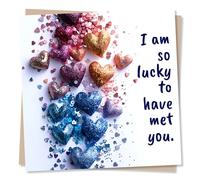 Beautiful Hearts Card - I Am So Lucky To Have Met You - Birthday, Anniversary or Thank You Card - For Friends, Family, Women, Husband, Wife, Boyfriend, Girlfriend