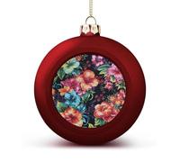 Beautiful Hibiscus Flower Christmas Ball Ornaments - Shatterproof Plastic Vintage Rustic Xmas Tree Decorations Pendant for Family Holiday Wedding Party Xmas Hanging Decoration