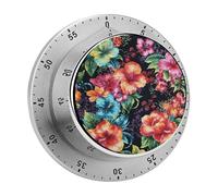 Beautiful Hibiscus Flower Kitchen Timer 60 Minute Visual Wind Up Timers Indoor Mechanical Timers with Magnetic Base Stainless Steel Timer for Home Cooking Time Management Tool