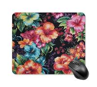 Beautiful Hibiscus Flower Mouse Pad Square Laptop Mouse Mat Cute Computer Mousepad Keyboard Pad Non-Slip Desk Pads for Gaming Office Work Home 25 * 30cm