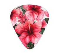 beautiful Hibiscus Flower Print Guitar Picks 12-Pack - Assorted Thickness Picks (0.46 mm, 0.71 mm, 0.96 mm) with Storage Box & Assorted Unique Design for Acoustic, Electric, Bass, and Ukulele Players