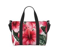 Beautiful Hibiscus Flower Print Travel Duffel Bag, Lightweight Water-Resistant Weekender Spacious Gym & Travel Bag for Men, Women & Teens